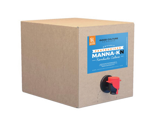 5 Litres of Manna-KN Pasteruised - Premium Black Tea Kombucha – Makes 35 Litres