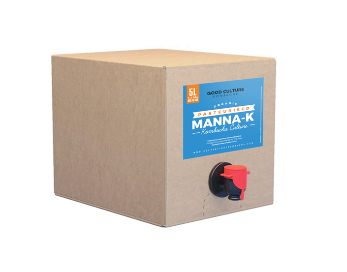 5 Litres of Manna-K Pasteurised - Green Tea Kombucha – Makes 100 Litres