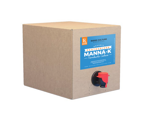 5 Litres of Manna-K Pasteurised - Green Tea Kombucha – Makes 100 Litres