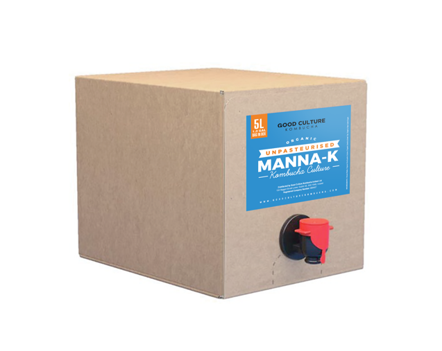 5 Litres of Manna-K Unpasteurised - Green Tea Kombucha – Makes 100 Litres