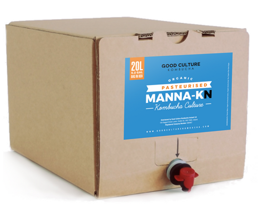 20 Litres of Manna-KN Pasteruised - Premium Black Tea Kombucha – Makes 140 Litres