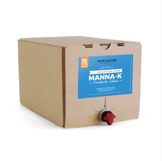 20 Litres of Manna-KX Pasteruised - Premium Green & Black Tea Kombucha  – Makes 600 Litres