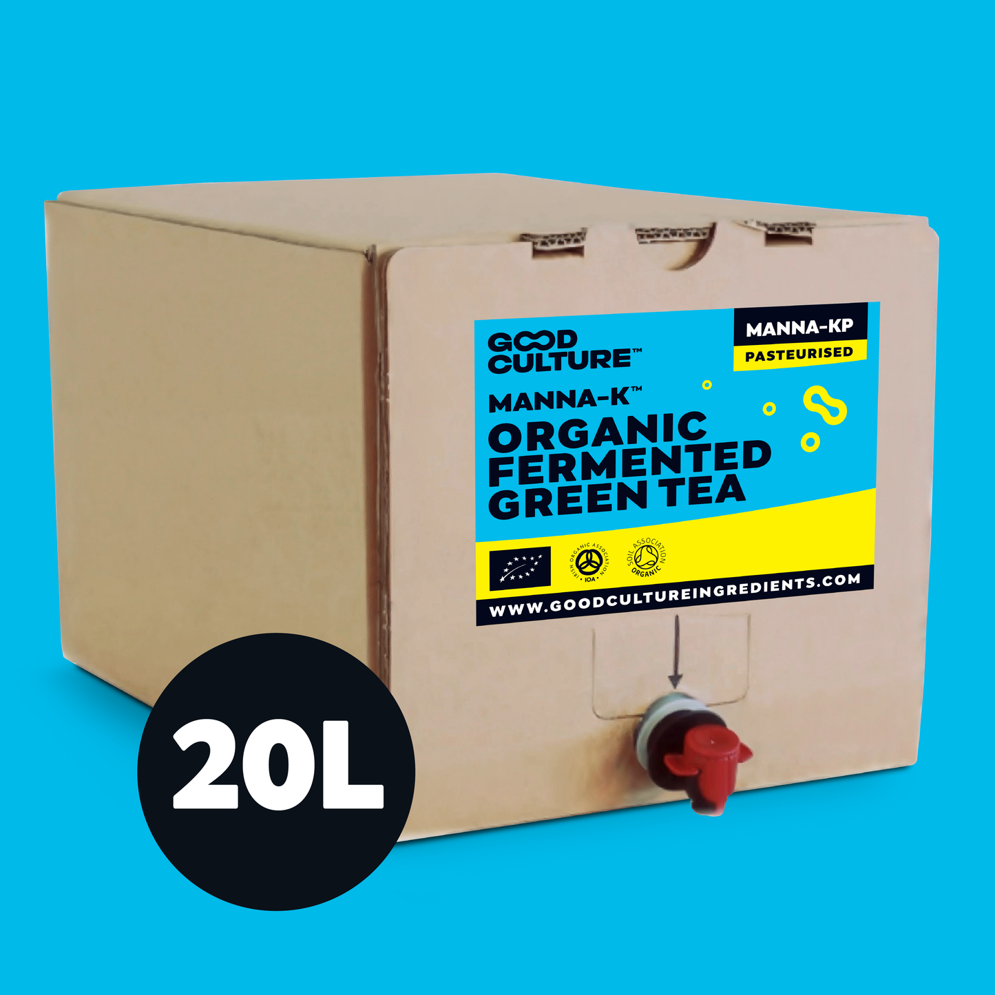 20 Litre of Manna-K Pasteurised - Green Tea Kombucha – Makes 400 Litres