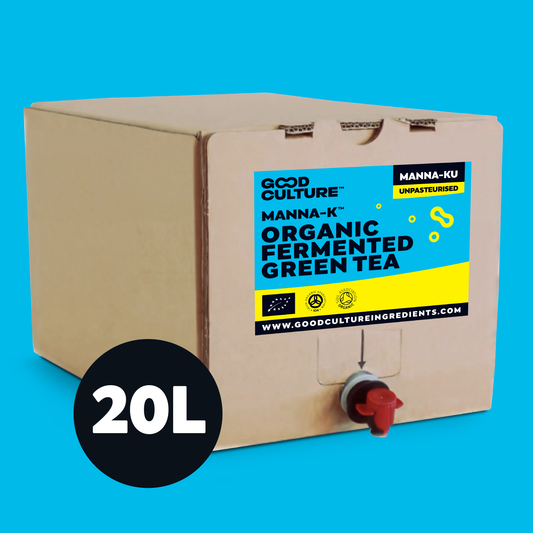 20 Litres of Manna-K Unpasteurised - Green Tea Kombucha – Makes 400 Litres