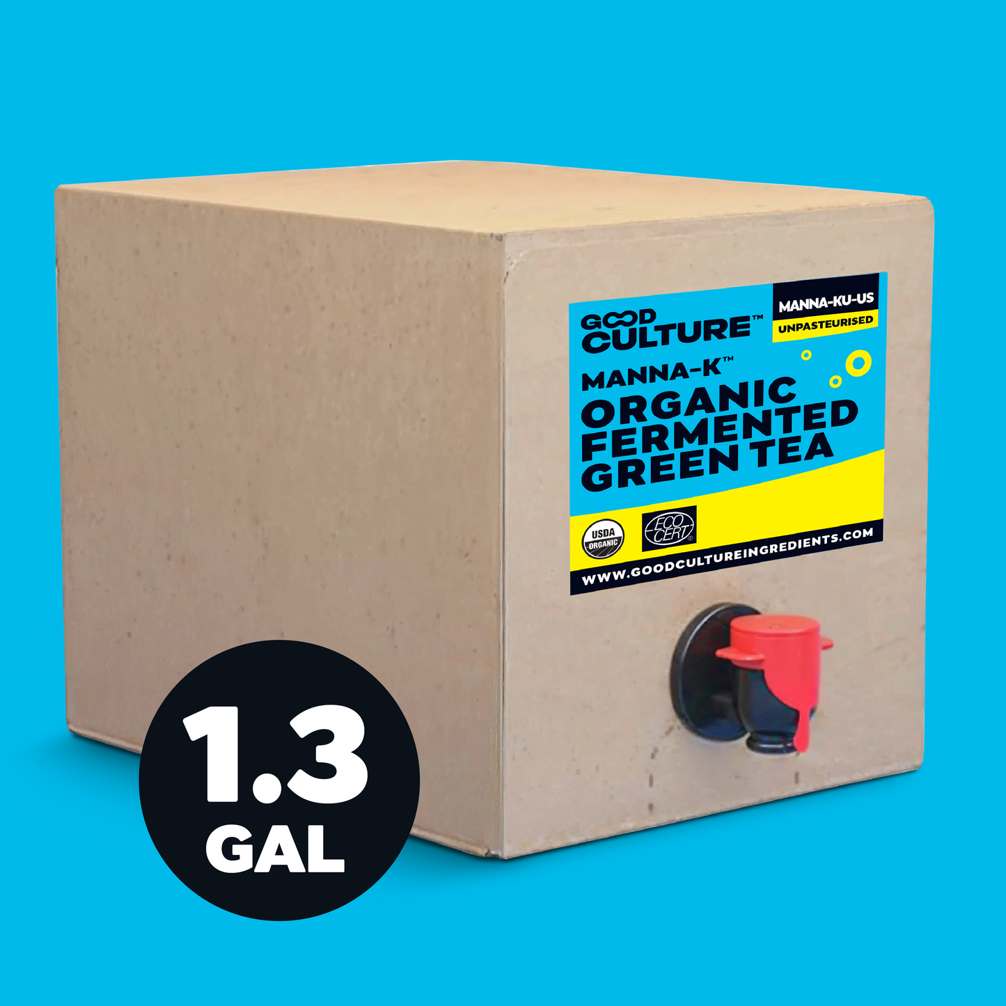 5 Litres of Manna-K Unpasteurised - Green Tea Kombucha – Makes 100 Litres