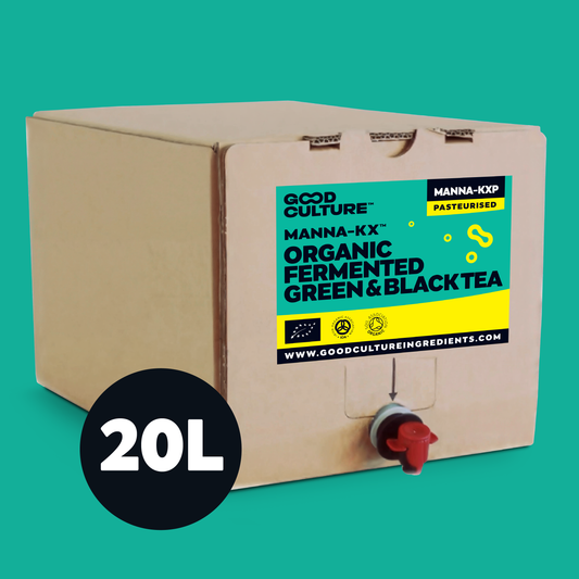 20 Litres of Manna-KX Pasteruised - Premium Green & Black Tea Kombucha  – Makes 600 Litres